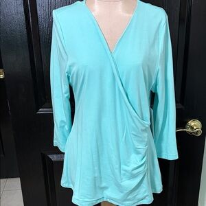 Soft Surroundings Light Blue Wrap Blouse New Without Tags